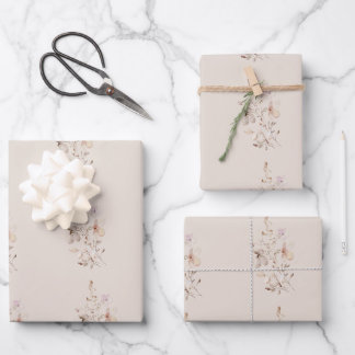 Sanftes florales Aquarell-Design – Elegantes helle Geschenkpapier Set