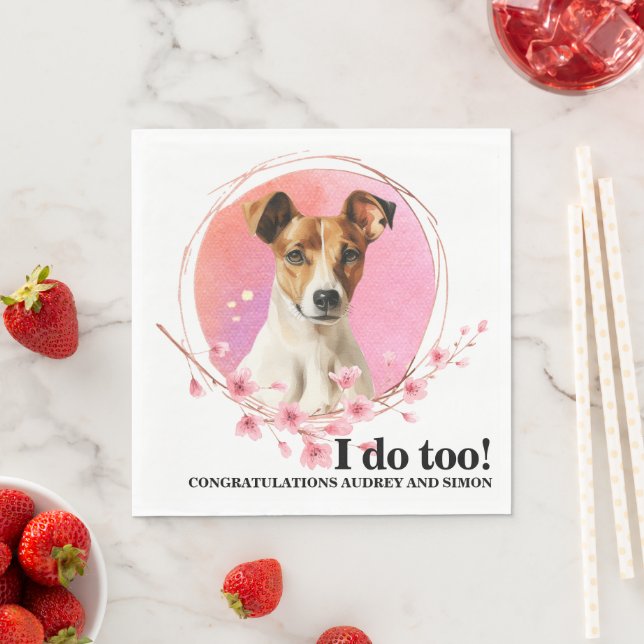 Sanftes Fox Terrier Wedding Napkins mit Hunden Fot Serviette (Beispiel)