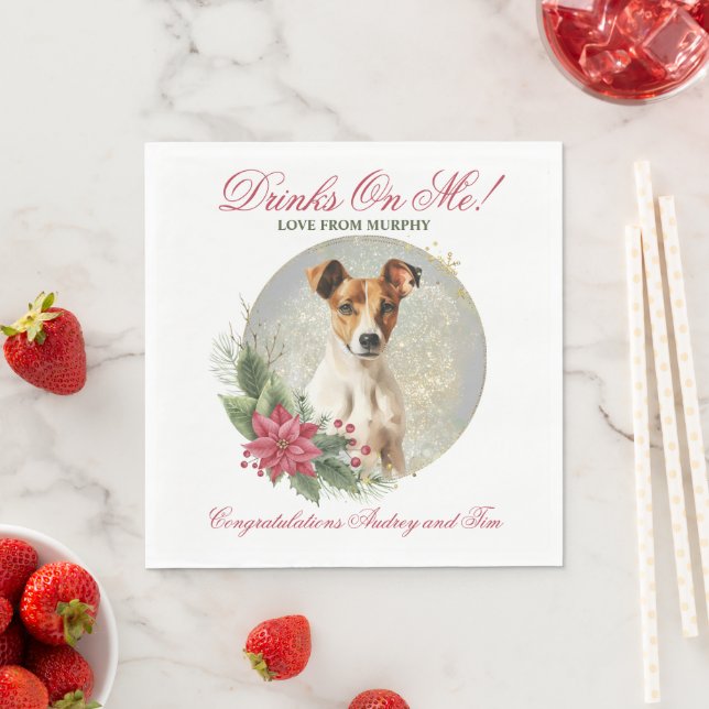 Sanftes Fox Terrier Wedding Napkins mit Hunden Fot Serviette (Beispiel)