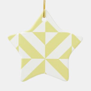 Sanftes Gelbes Geometrisches Art Deco Keramik Ornament