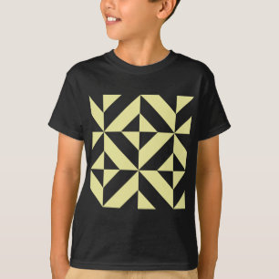 Sanftes Gelbes Geometrisches Art Deco T-Shirt