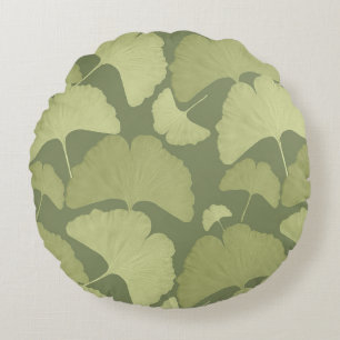 Sanftes Grün Ginkgo Botanischer Traum 1 Rundes Kissen