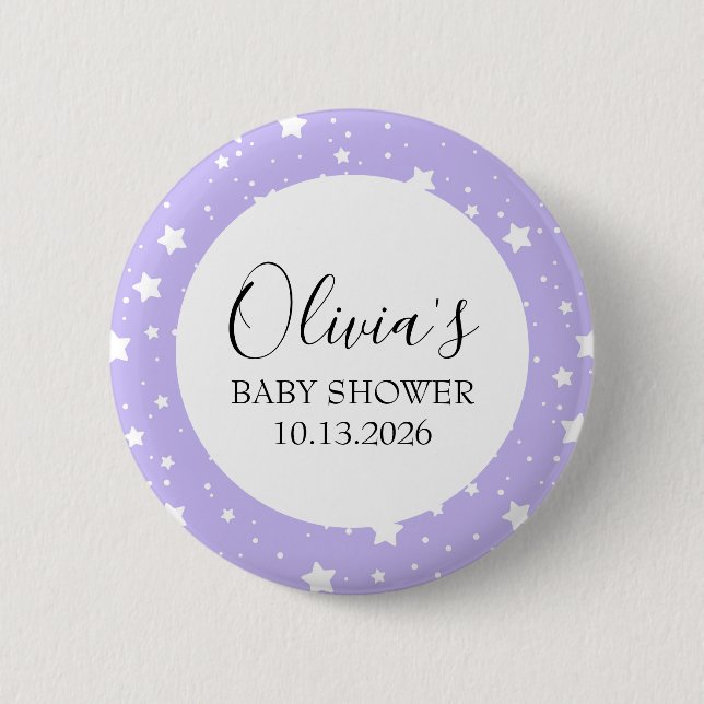 Sanftes Lavendel-Sternenmuster Button (Vorderseite)