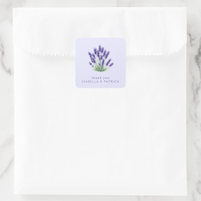Sanftes Lavendel-Wasserfarbenbouquet Quadratischer Aufkleber (Tasche)
