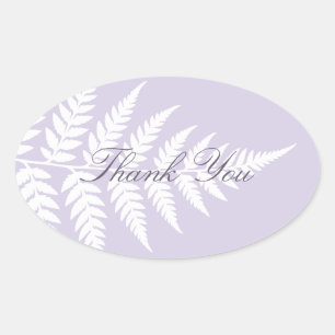 Sanftes Lavendel Weiße Farn Elegante Danke Ovaler Aufkleber