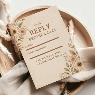 Sanftes Neutrales Floral RSVP Karte