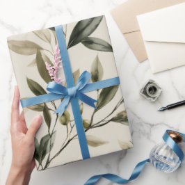 Sanftes Olivbeige Olivenzweig Aquarellmuster Geschenkpapier