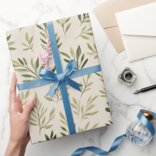 Sanftes Olivbeige Olivenzweig Wasserfarbenmuster Geschenkpapier