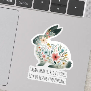 Sanftes Pastell-Aquarell-Floral-Hasen-Rettung Aufkleber