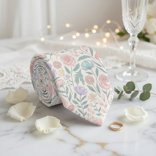 Sanftes Pastell-Blumenmuster Krawatte