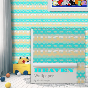 Sanftes Pastell Türkis Beige Modern Heaven Muster Tapete