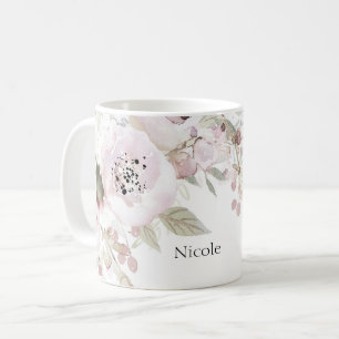 Sanftes Rosa Aquarell Elegante Blumen Chic Blüten Kaffeetasse