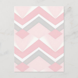 Sanftes Rosa Chevron Geometrisch Postkarte