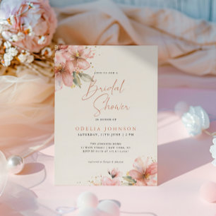 Sanftes Rosa Florales Elegantes Skript Brautparty Einladung