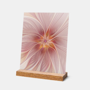 Sanftes rosa florales Traum-Abstraktes Fraktal-Kun Acrylschild