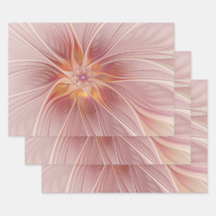 Sanftes rosa florales Traum-Abstraktes Fraktal-Kun Geschenkpapier Set