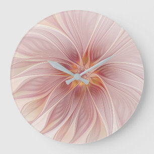 Sanftes rosa florales Traum-Abstraktes Fraktal-Kun Große Wanduhr