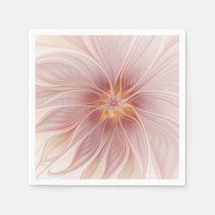 Sanftes rosa florales Traum-Abstraktes Fraktal-Kun Serviette