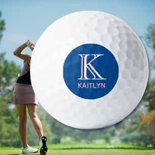 Sanftes Rosa Helles Blau Golf Gal 3-Lagen Monogram Golfball