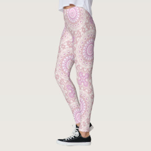 Sanftes Rosa-Mandala mit Herz- und Blütenblatt-Mot Leggings
