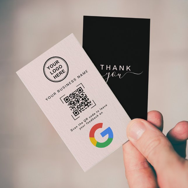 Sanftes Rosa Modernes QR-Code Google-Bewertung Visitenkarte (Von Creator hochgeladen)