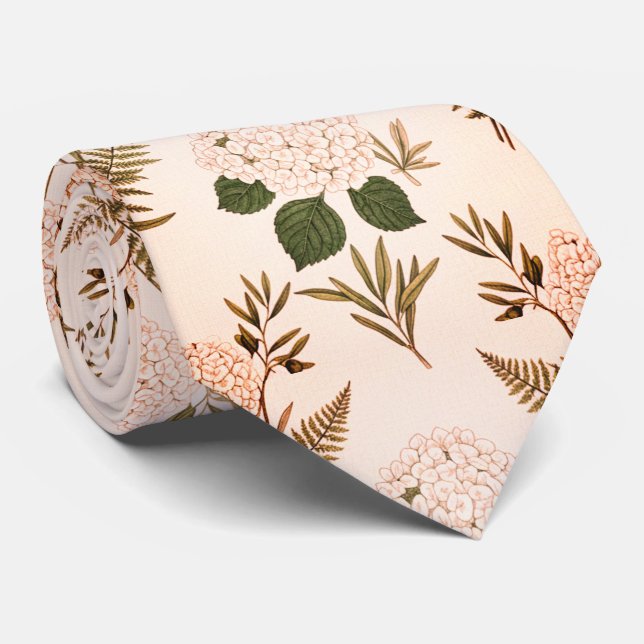 Sanftes Rosa & Salbei Botanisch Krawatte (Gerollt)