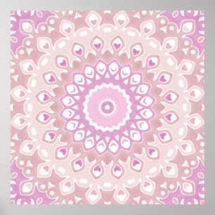 Sanftes Rosa und rosafarbenes Mandala-Muster Poster