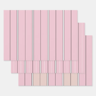 Sanftes Rosa Vertikalstreifenmuster Minimal Geschenkpapier Set