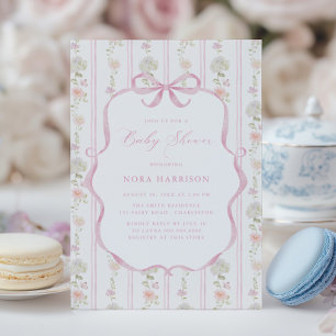 Sanftes Rosa Vintage Blumen Baby Shower Einladung