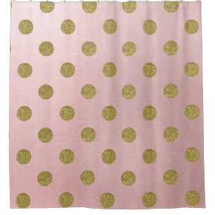 Sanftes Rosarot Gold Glitter Glam Polka Punkte Süß Duschvorhang