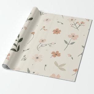 Sanftes Rosarot Wildblumen Vintage Boho 70er Geschenkpapier