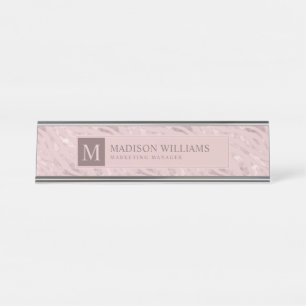 Sanftes Rosé Pastellrosa Gold Silber Glitter Muste Schreibtischnamensplakette