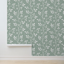 Sanftes Salbeigrünes Minimales Botanisches Zweig-D Tapete