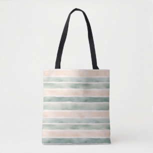 Sanftes Wasserfarb-Aquarell in Salbeigrün und Pfir Tasche