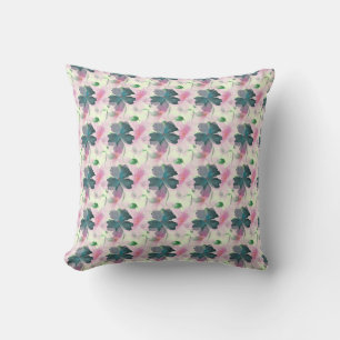Sanftes Wasserfarben-Rosa-Blumenmuster Kissen