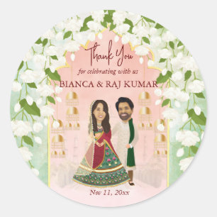 Sangeet mehndi indische Hochzeit personalisiert Runder Aufkleber
