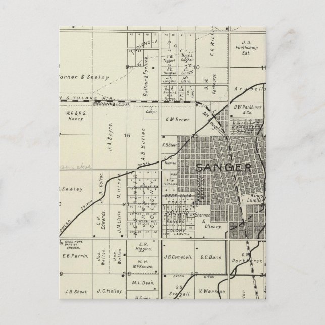 Sanger, Kalifornien Postkarte (Vorderseite)