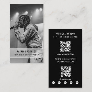 Sänger Musiker Songwriter Foto Hip Hop 2 QR Code Visitenkarte