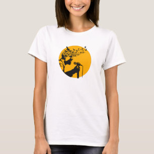 Sänger-Silhouette mit Vögeln T-Shirt