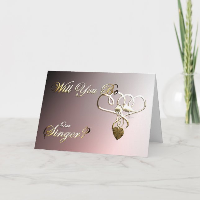 Sängerhochzeit Vorschlag einladen Tauben goldenes  Dankeskarte (Vorderseite)
