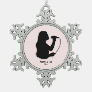 Sängerin Rosa Persönlicher Name und Datum Schneeflocken Zinn-Ornament
