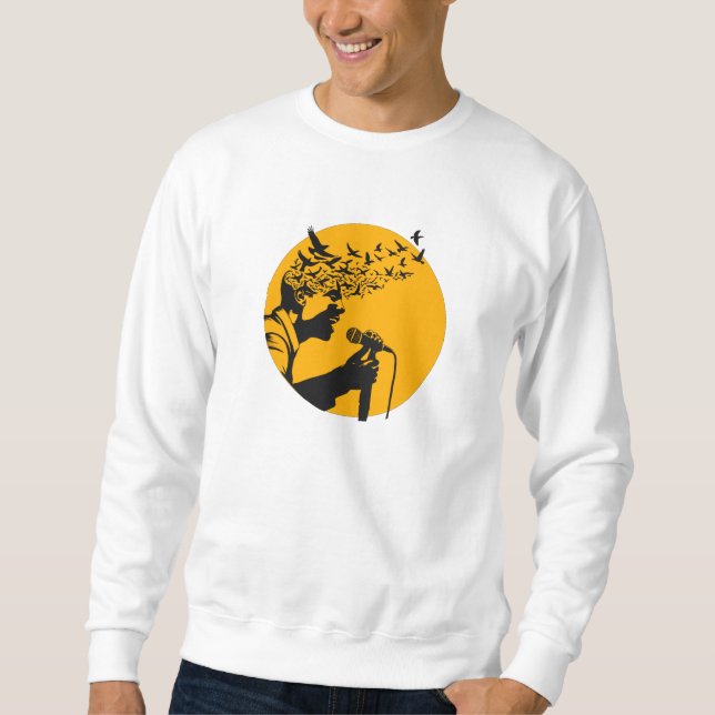 Sängerin Silhouette mit Vögeln Sweatshirt (Vorderseite)