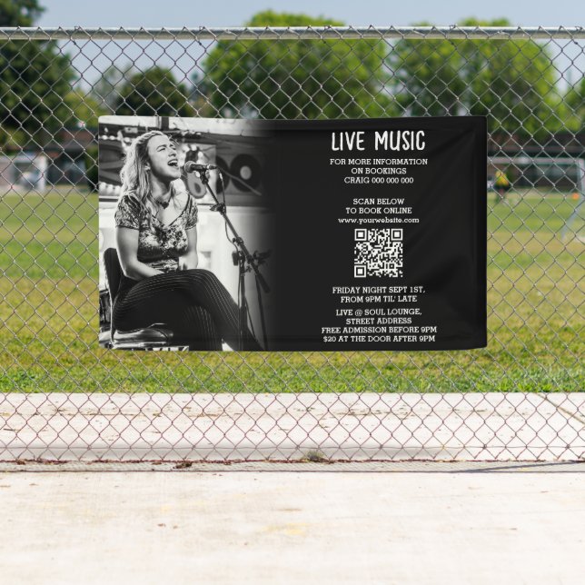 Sängermusiker Foto Black & White Werbung Banner (Insitu)