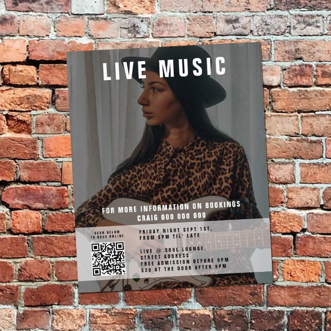 Sängermusikmusik Foto QR Code Promotion Flyer (Singer Musician Music Photo QR Code Promotional Flyer)