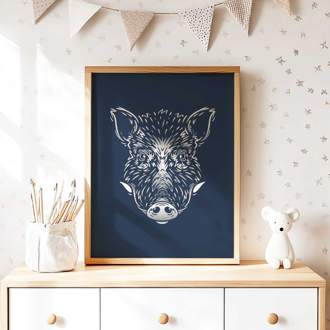 Sanglier | Impression murale de sanglier d'animal  (Woodland Wild Boar Nursery Wall Art Print by TinkPrints.)