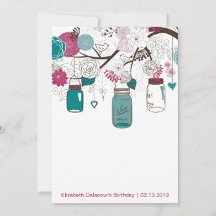 Sangria & Aquamarin Mason Jars Einladung zum Gebur
