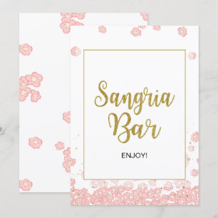 Sangria Bar  Rosa und Gold - Brautparty Einladung