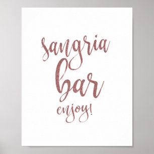Sangria Bar Rose Gold Glitzer 8x10 Hochzeitszeiche Poster