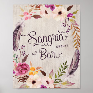 Sangria-Bar-Schild Rustikale Babyparty Hochzeit Fa Poster