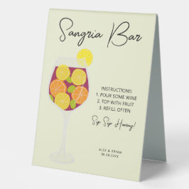Sangria Bar Wedding, Brautparty oder Party Menü Tischaufsteller